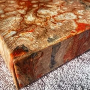 Gold Orange Bloom Acrylic Fluid Painting by Adrian Reynolds