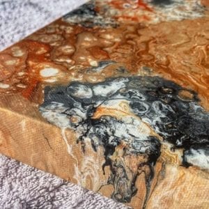 Gold Orange Bloom Acrylic Fluid Painting by Adrian Reynolds