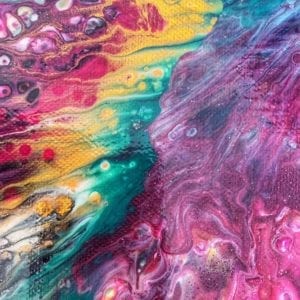 Red Flame Acrylic Fluid Painting by Adrian Reynolds