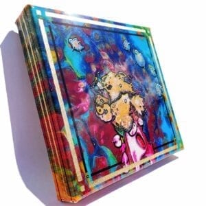 Beaker Peacock Explodes Acrylic Fluid Painting by Adrian Reynolds