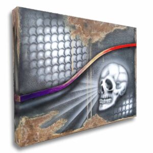 Rust in P-East an acrylic painting on a wooden panel by Adrian Reynolds