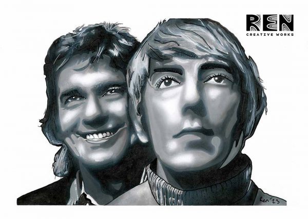Dudley Moore and Peter Cook | Painting By Adrian Reynolds